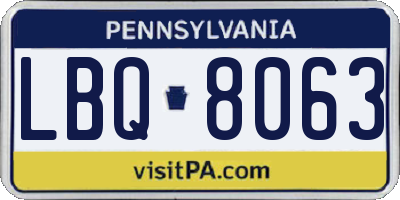 PA license plate LBQ8063