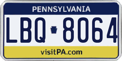 PA license plate LBQ8064
