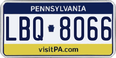 PA license plate LBQ8066