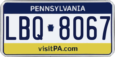 PA license plate LBQ8067