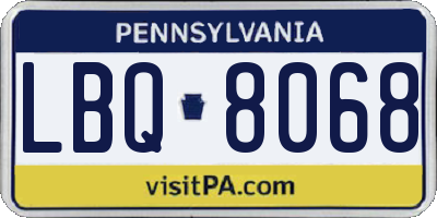 PA license plate LBQ8068