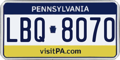 PA license plate LBQ8070