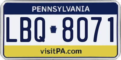 PA license plate LBQ8071
