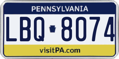 PA license plate LBQ8074