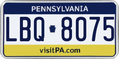 PA license plate LBQ8075