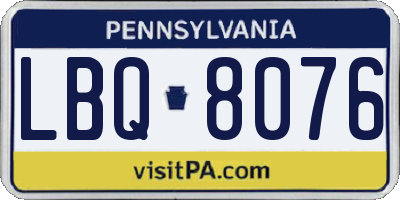 PA license plate LBQ8076