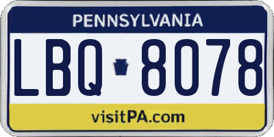PA license plate LBQ8078