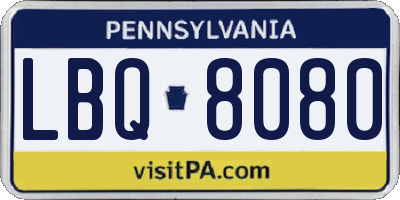 PA license plate LBQ8080
