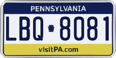 PA license plate LBQ8081