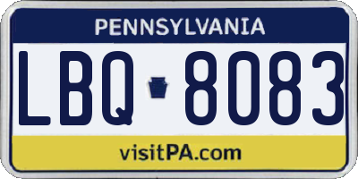 PA license plate LBQ8083