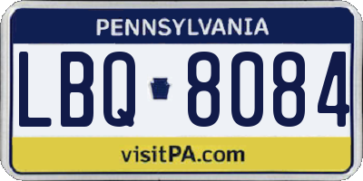 PA license plate LBQ8084