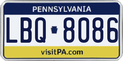 PA license plate LBQ8086