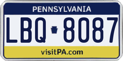 PA license plate LBQ8087