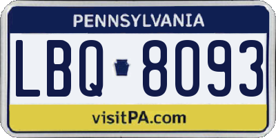 PA license plate LBQ8093