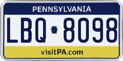 PA license plate LBQ8098