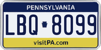 PA license plate LBQ8099