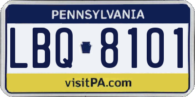 PA license plate LBQ8101