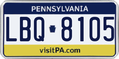 PA license plate LBQ8105