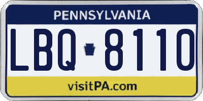 PA license plate LBQ8110