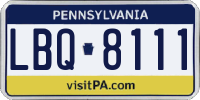 PA license plate LBQ8111