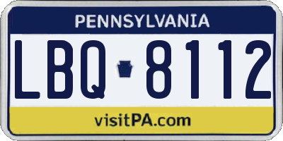 PA license plate LBQ8112