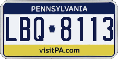 PA license plate LBQ8113