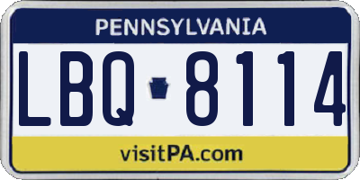 PA license plate LBQ8114