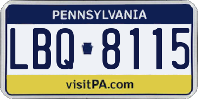PA license plate LBQ8115