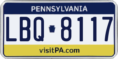 PA license plate LBQ8117