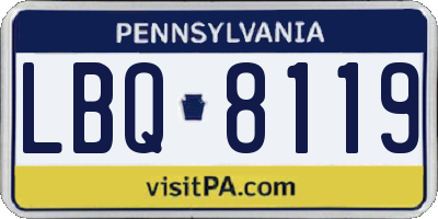 PA license plate LBQ8119