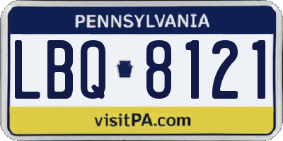PA license plate LBQ8121