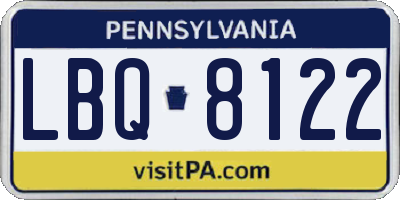 PA license plate LBQ8122