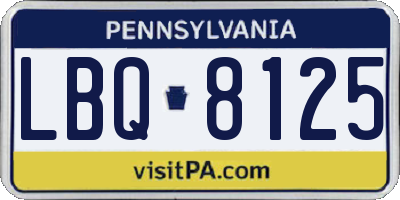 PA license plate LBQ8125