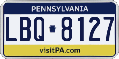 PA license plate LBQ8127