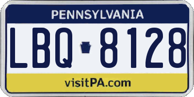 PA license plate LBQ8128