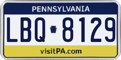 PA license plate LBQ8129