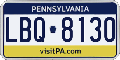 PA license plate LBQ8130
