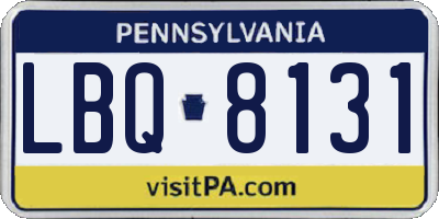 PA license plate LBQ8131