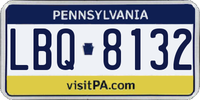 PA license plate LBQ8132