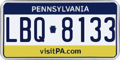 PA license plate LBQ8133