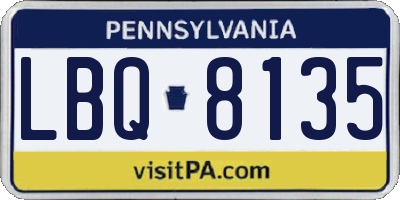 PA license plate LBQ8135