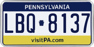 PA license plate LBQ8137