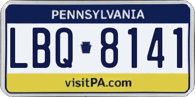 PA license plate LBQ8141