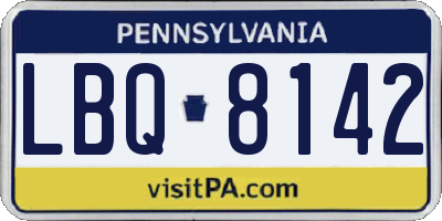 PA license plate LBQ8142