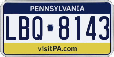 PA license plate LBQ8143