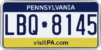 PA license plate LBQ8145