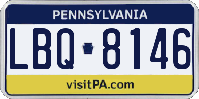 PA license plate LBQ8146