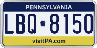 PA license plate LBQ8150