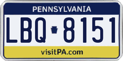 PA license plate LBQ8151