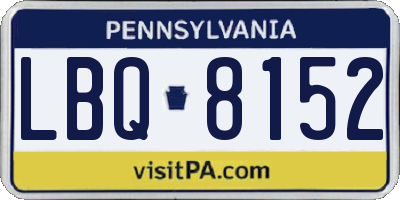 PA license plate LBQ8152